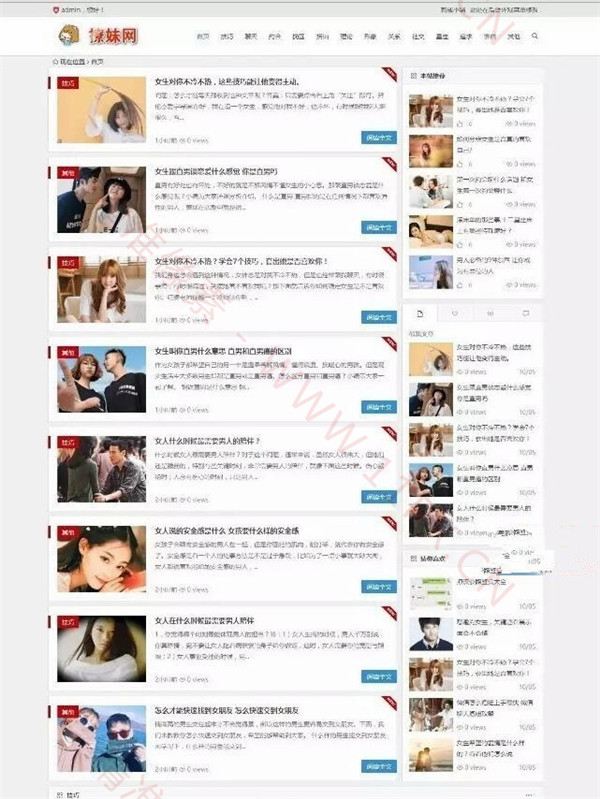 仿撩妹网文章门户-网站主题模板演示图
