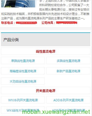 蓝色企业网站手机WAP版WordPress模板主题演示图2