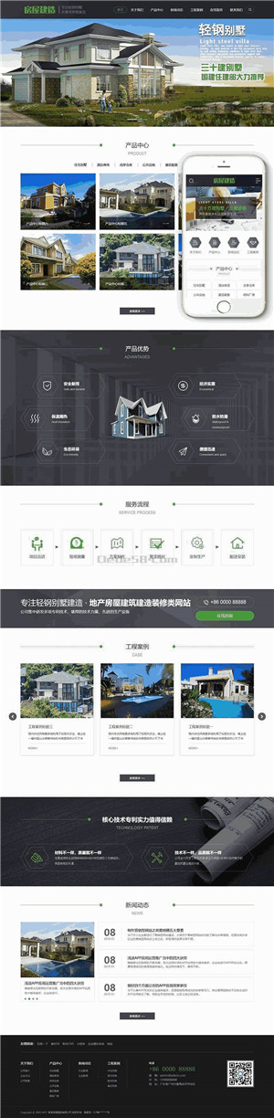 地产房屋建筑建造装修自适应手机网站WordPress主题