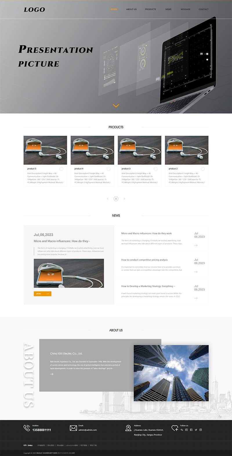 英文外贸企业通用电子产品外贸Wordpress模板预览图