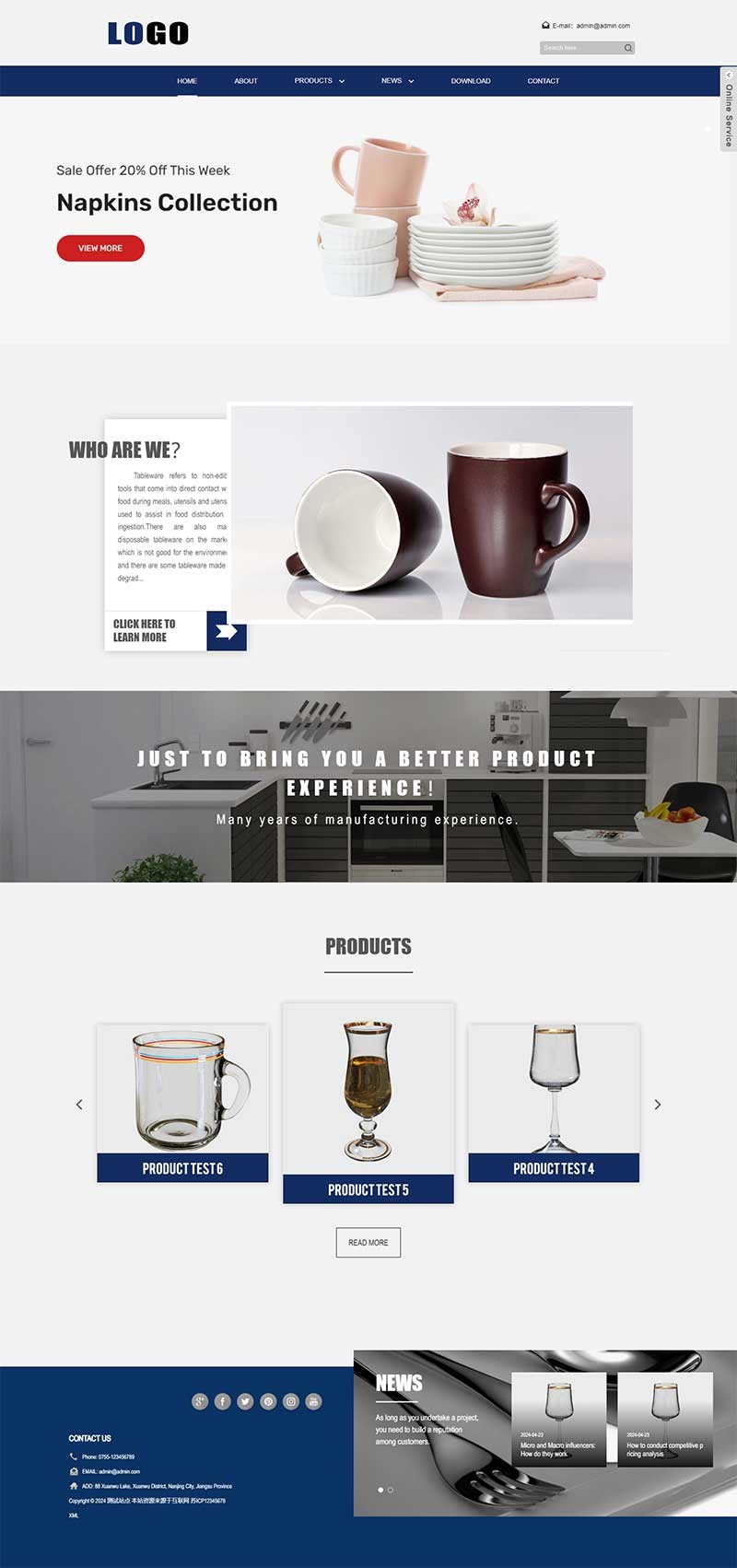 餐具生活用品外贸带下载功能网站模板预览图