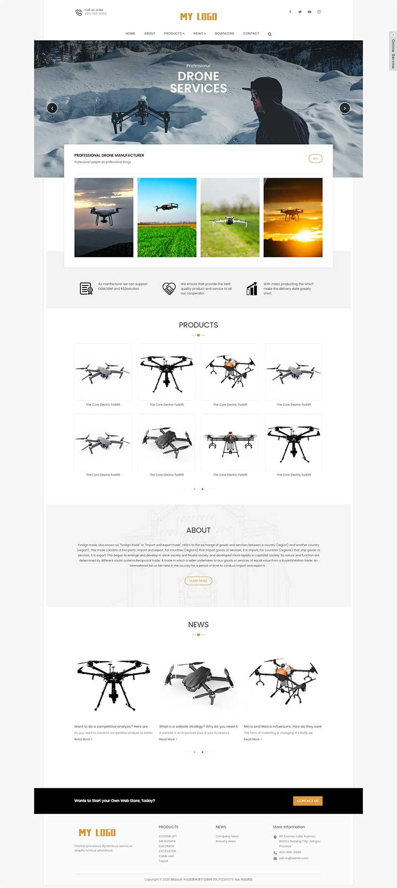 无人机英文外贸企业Wordpress主题预览图