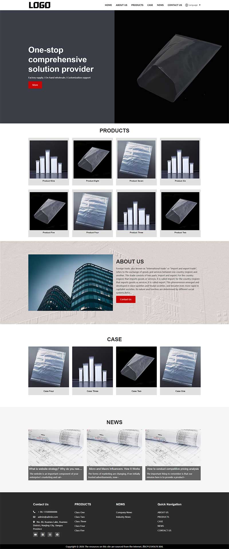 PE塑料包装袋跨境外贸独立站WordPress主题演示图