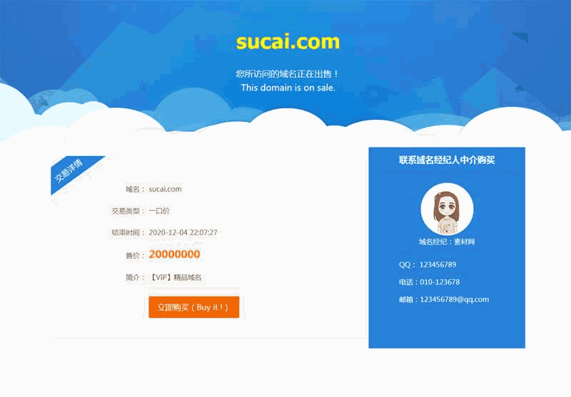域名交易详情页面网站制作_网站建设模板演示图