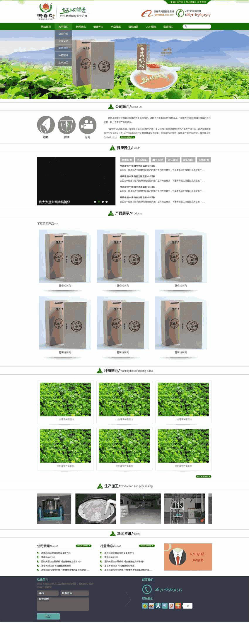 绿色的农业食品公司网站制作_网站建设模板演示图