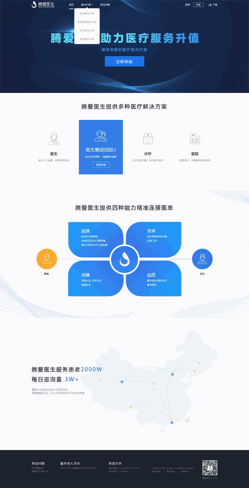 腾爱医生平台产品官网网站制作_网站建设模板演示图