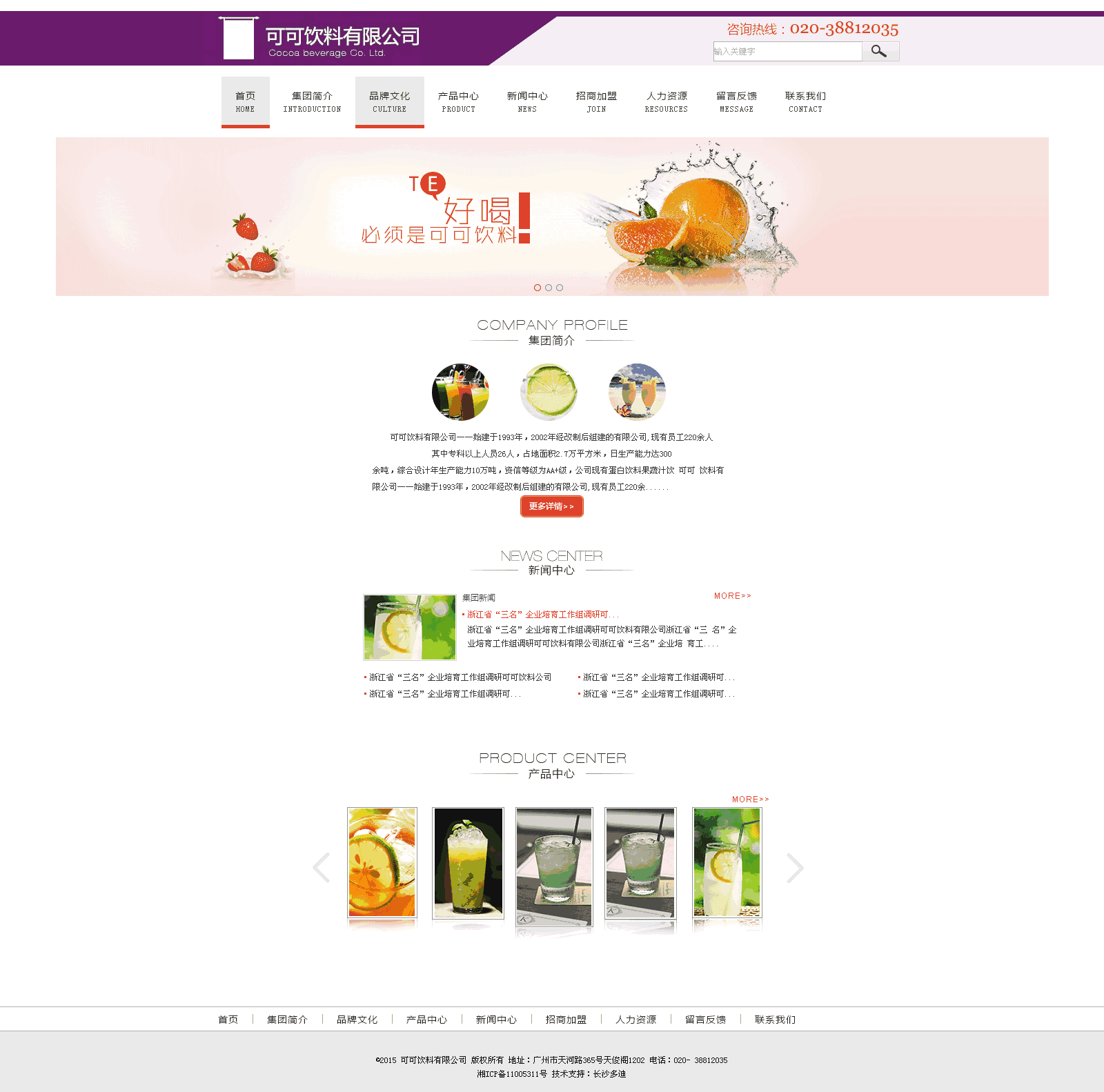 简单的饮料公司代码网站制作_网站建设模板演示图