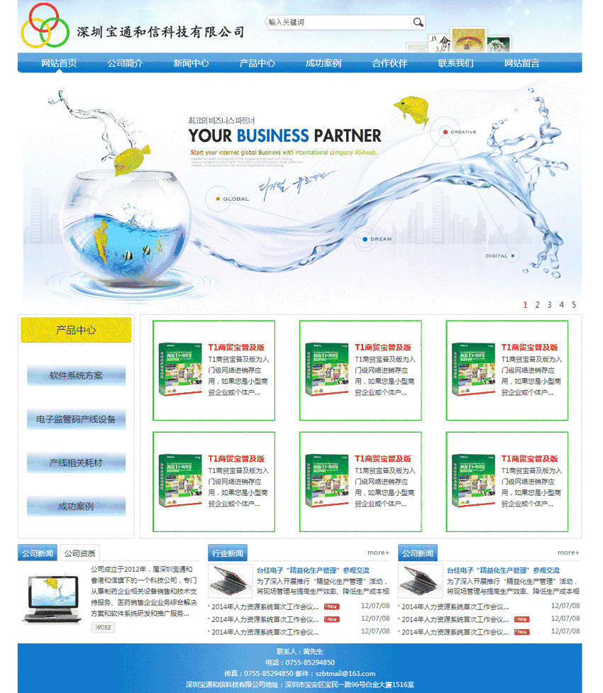 蓝色的电子软件科技公司网站制作_网站建设模板演示图