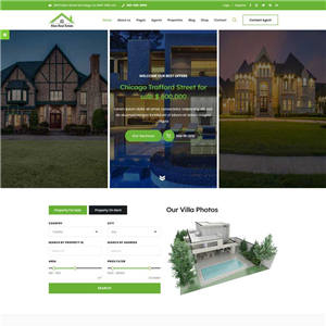 绿色房地产交易平台网站主题模板