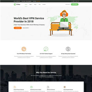 VPN服务器托管公司网站WordPress主题源码