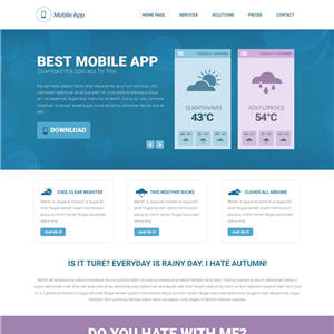 扁平风格天气预报手机APP公司官网网站WordPress主题含手机站