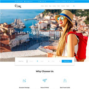 蓝色旅行社组团bootstrap响应式网站WordPress主题