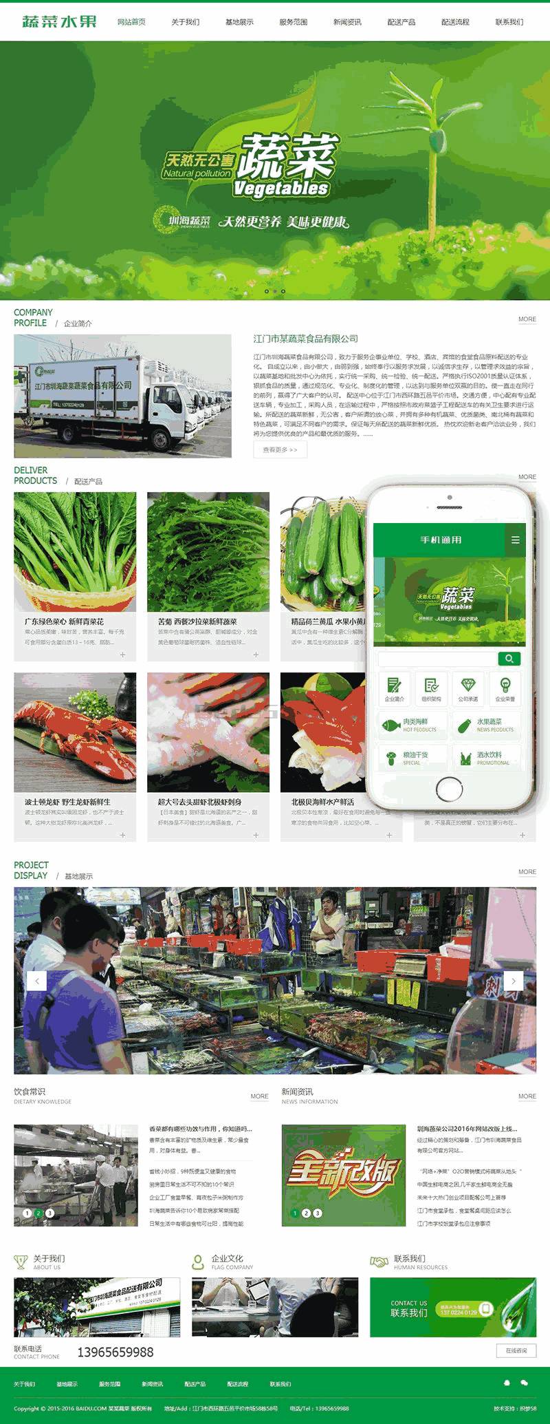 绿色蔬菜水果产品网站制作_网站建设模板演示图